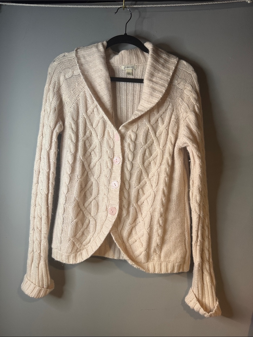 St. John's Bay Cream Cable-Knit Shawl Collar Cardigan